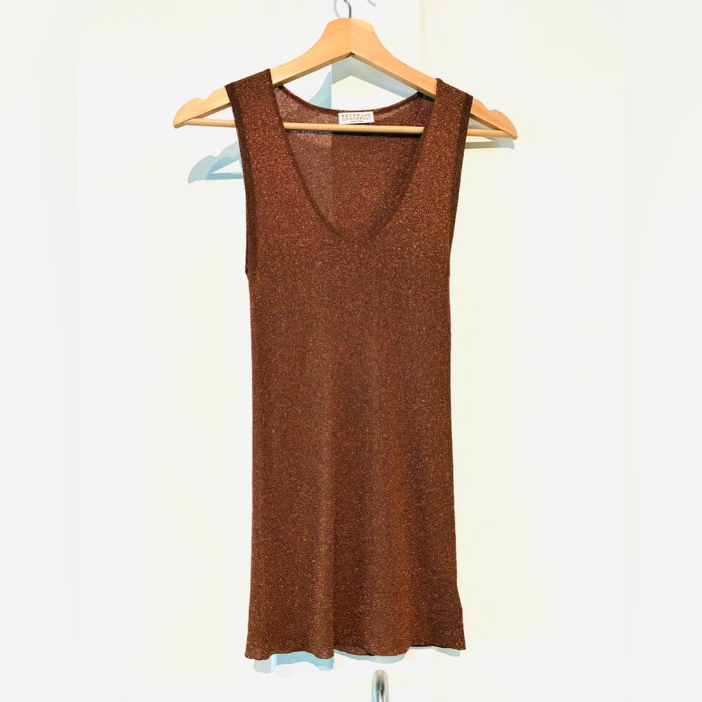 Brunello Cucinelli ✨ XS Metallic Tank Top - Luxe Bronze Glam 🥃
